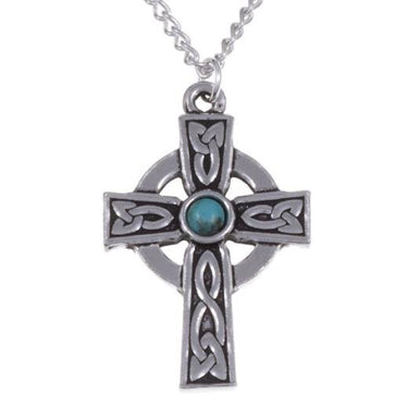 St Justin St Petroc Turquoise Gemstone Cross Necklet