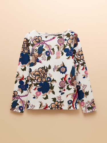 Joules Harbour Cream Bird Floral Neck Printed Top
