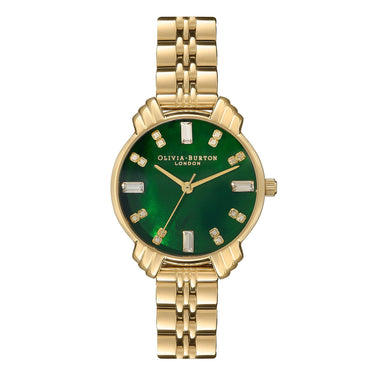 Olivia Burton Art Deco 30mm Emerald & Gold Bracelet Watch