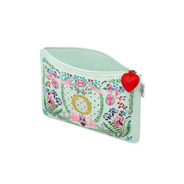 A personalised Cath Kidston Alphabet Pouch adorned with a heart and flowers design.