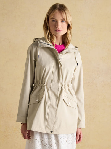 Joules Portwell Waterproof Raincoat with Hood in Neutral