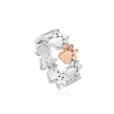 Clogau Gold Paw Prints on My Heart Silver Multi-Paw Ring