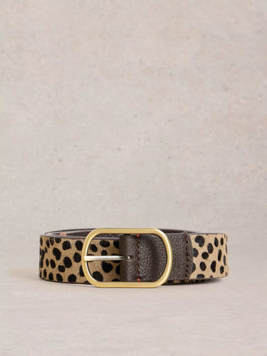 White Stuff Reversible Leather Belt in Natural Multi