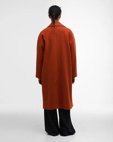 Barbour Blyth Double Breasted Wool Coat in Burnt Orange