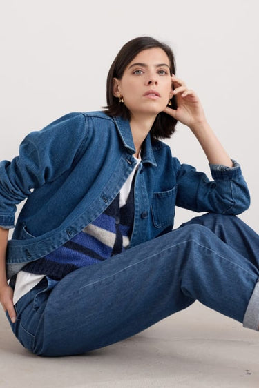 Seasalt Reading Rocks Denim Jacket in Mid Wash High Twist