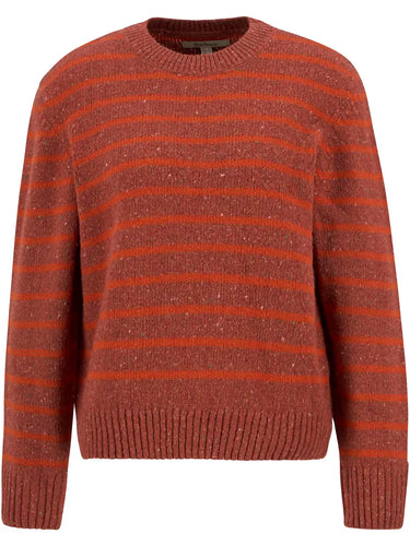 Barbour Women's Claydon Striped Crew Neck Jumper in Burnt Orange
