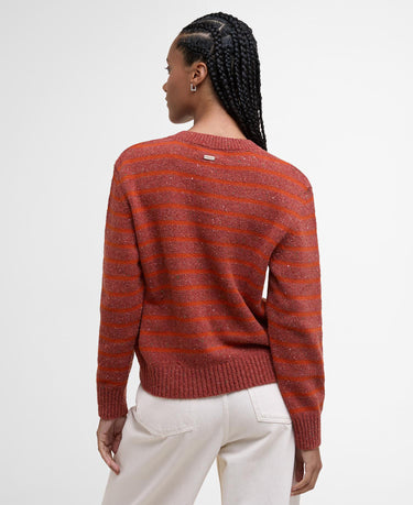 Barbour Women's Claydon Striped Crew Neck Jumper in Burnt Orange