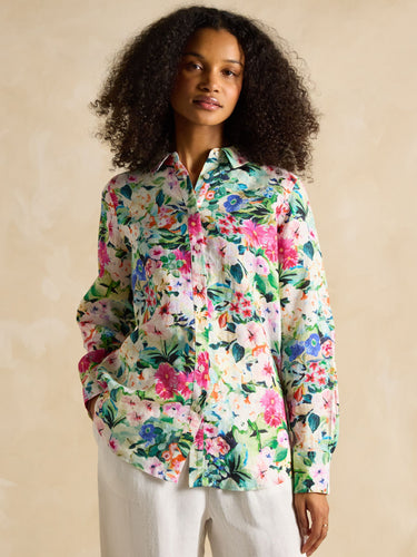 Joules Maeva Multi Floral Relaxed Fit Linen Shirt