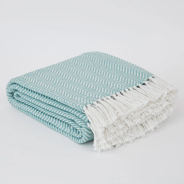 Weaver Green Herringbone Blanket in Teal 250 x 130