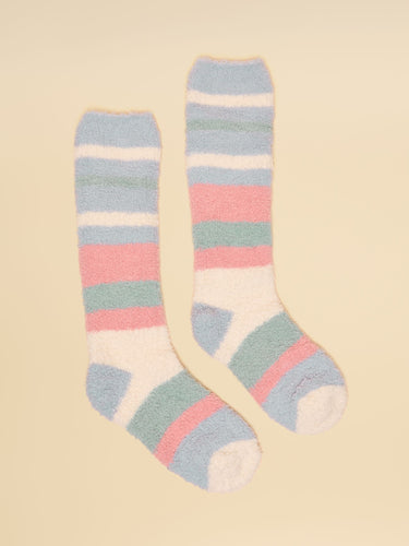 Joules Fluffy Pastel Multi Stripe Socks
