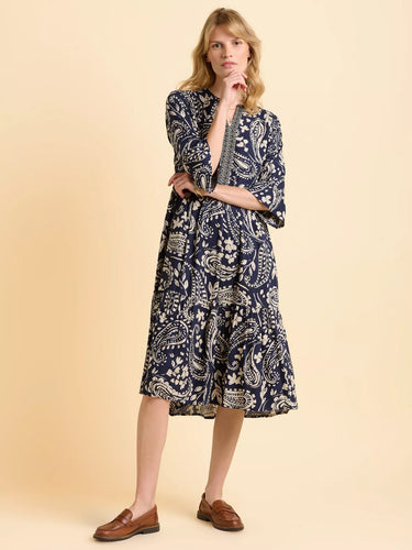 Brakeburn Blizzard 3/4 Sleeve Midi Dress