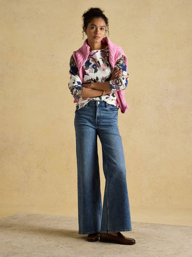 Joules Harbour Cream Bird Floral Neck Printed Top
