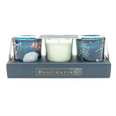 CANDLELIGHT SET OF 3 COASTAL SHORES MINI VOTIVES