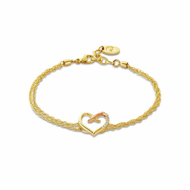 Clogau Forever Yours 9ct Solid Gold Kiss Double-Chain Bracelet with Diamonds - CGKDBR