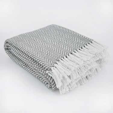 Weaver Green Herringbone Blanket in Slate Grey