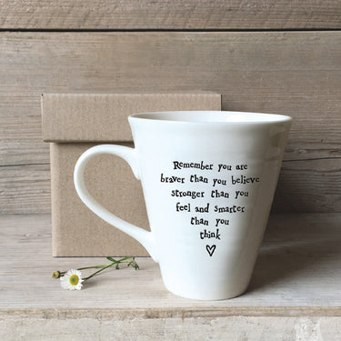 EAST OF INDIA PORCELAIN MUG REMEMBER YOU ARE BRAVER