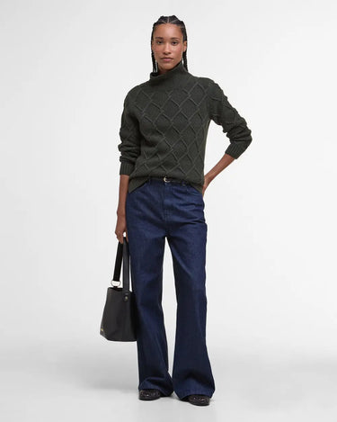 Barbour Burne Roll Neck Knitted Jumper in Olive