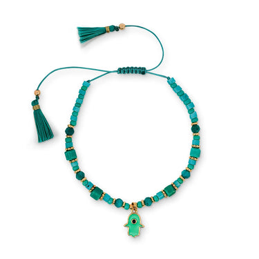 Xuxa Tuquoise Hamsa Natural Stone Beaded Charm Bracelet