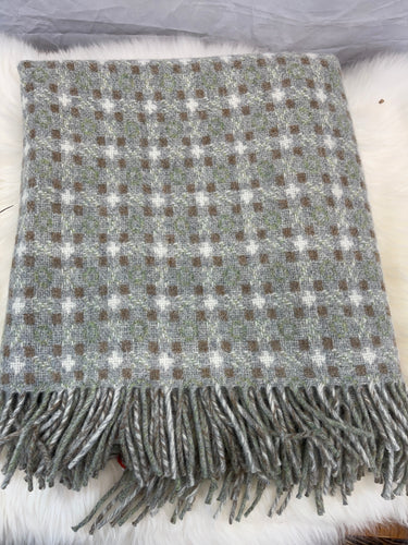 Welsh Tapestry Throw in Froth - Cream Grey Green