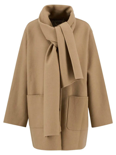Barbour Clementine Wool Scarf Coat in Camel