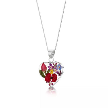 Shrieking Violet Mix Flowers Medium Heart Pendant MP47