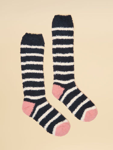 Joules Fluffy Navy Stripe Socks