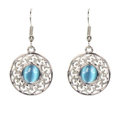 Lilac C2014 Circle with Blue Stone Earrings