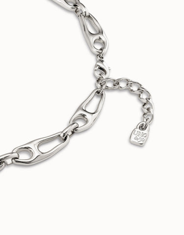 UNOde50 Sterling Silver Plated Short Necklace with Small Links COL1576MTL0000U