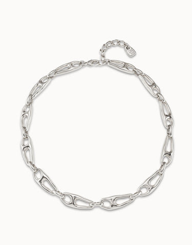 UNOde50 Sterling Silver Plated Short Necklace with Small Links COL1576MTL0000U