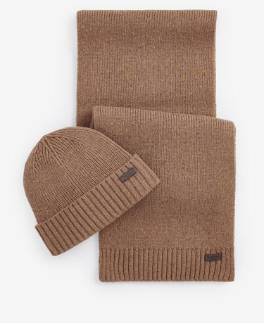 Barbour Carlton Fleck Beanie & Scarf Gift Set