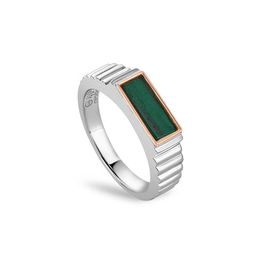 Clogau Reflections of Padarn Silver and Malachite Signet Ring 3SMCH0755