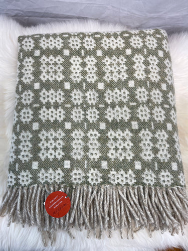 Original Welsh Tapestry Throw in Green Chives