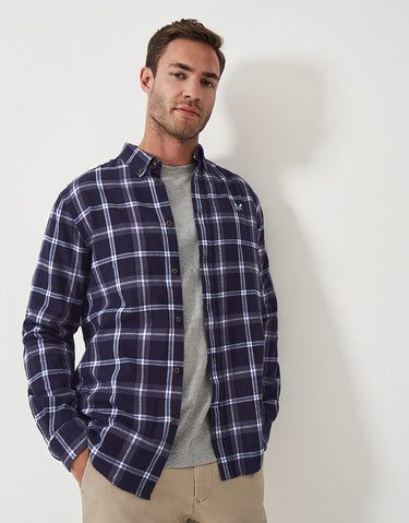 Crew Clothing Long Sleeve Cotton Flannel House Check Shirt