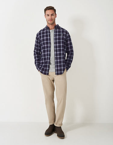 Crew Clothing Long Sleeve Cotton Flannel House Check Shirt