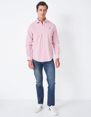 Crew Micro Stripe Classic Fit Cotton Shirt - Pink
