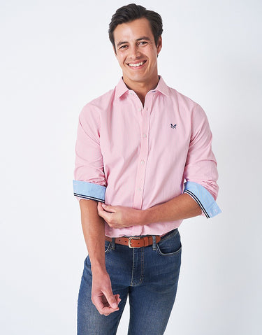 Crew Micro Stripe Classic Fit Cotton Shirt - Pink