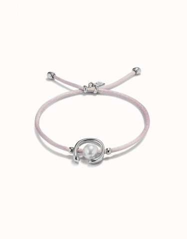 Sterling silver-plated lilac thread bracelet with shell pearl PUL2505LILMTL0