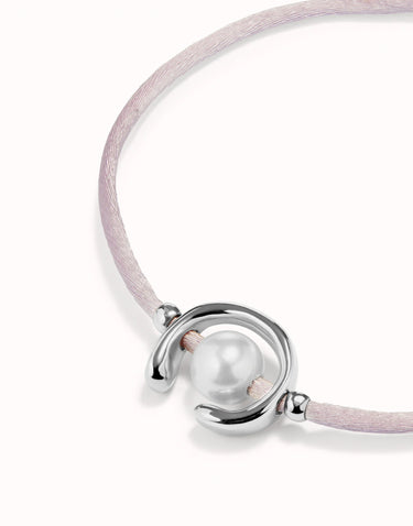 Sterling silver-plated lilac thread bracelet with shell pearl PUL2505LILMTL0