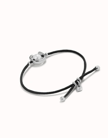 UNOde50 Sterling silver-plated black thread bracelet with shell pearl PUL2505NGRMTL0