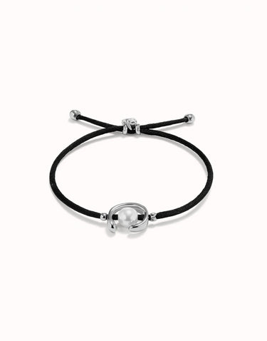 UNOde50 Sterling silver-plated black thread bracelet with shell pearl PUL2505NGRMTL0