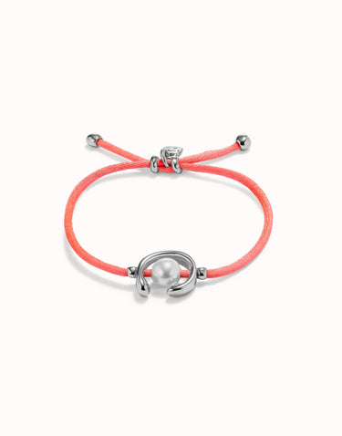 UNOde50 Sterling silver-plated fuchsia thread bracelet with shell pearl PUL2505RSAMTL0