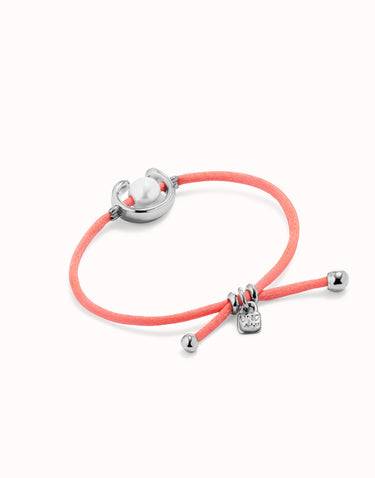 UNOde50 Sterling silver-plated fuchsia thread bracelet with shell pearl PUL2505RSAMTL0