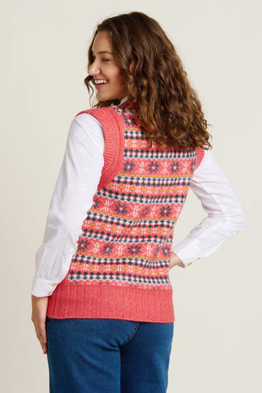 Brakeburn Pink Fairisle Knitted Vest