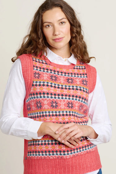 Brakeburn Pink Fairisle Knitted Vest