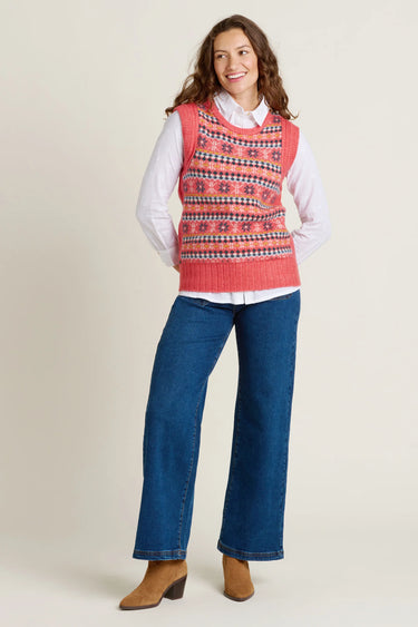 Brakeburn Pink Fairisle Knitted Vest