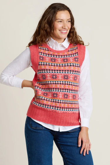 Brakeburn Pink Fairisle Knitted Vest