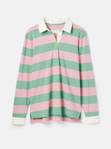 Joules Falmouth Pink & Green Striped Rugby Shirt