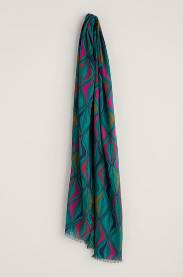 Seasalt May Garland Scarf 'Festive Ribbons Dark Jade'