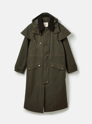 Joules Highbridge Khaki Green Waterproof Longline Coat with Hood