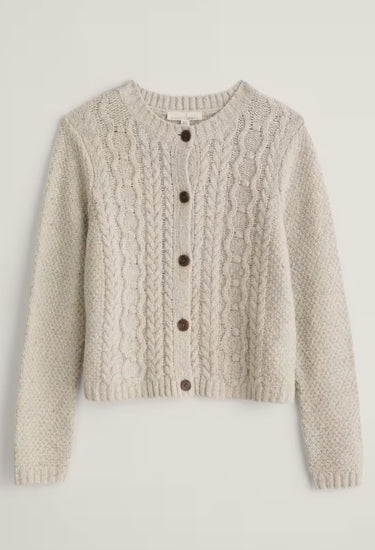 Seasalt Tressa Merino Blend Cable Knit Cardigan - Aran